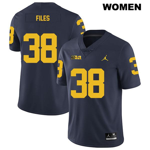 Women's NCAA Michigan Wolverines Joseph Files #38 Navy Jordan Brand Authentic Stitched Legend Football College Jersey XY25Z24JA